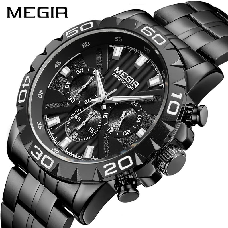 

2019 New MEGIR Watch Men Chronograph Quartz Business Mens Watches Top Brand Luxury Waterproof Wrist Watch Reloj Hombre Saat