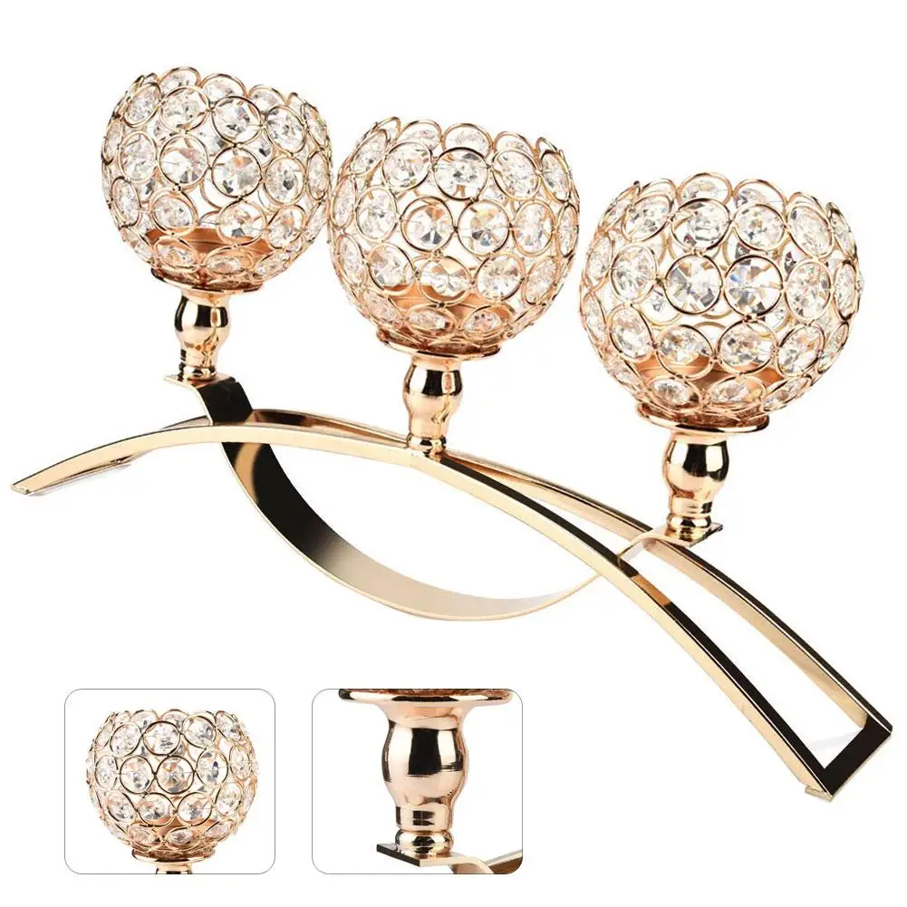 

Arch Bridge Crystal Candle Holder with 3 Arms Candelabra Wedding Table Decor