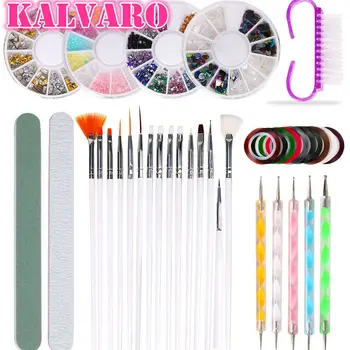 

Kalvaro Acrylic Nail Art Manicure Kit Nail Diamond Decoration Acrylic Horn Brush Nail File Buffer Nail Art Tools Kit Set