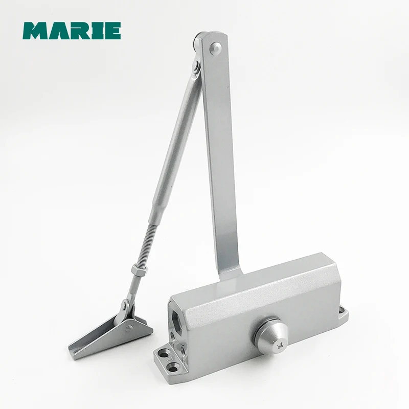 

Marie 1403 Silver Door Closer Hydraulic Automatic Spring Adjustable Strength Door Closer For 40kg-65kg Commercial Fireproof Door