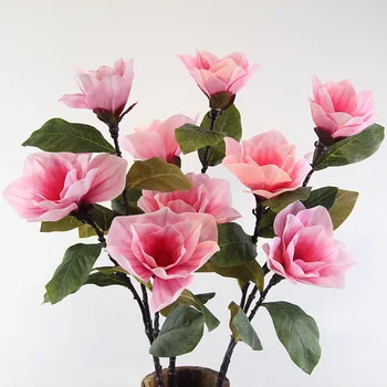 

High-quality Imitation Three Head Artificial Glue Magnolia Artificial Plant Artificial Flower Decoration Flower Arrangement Acce