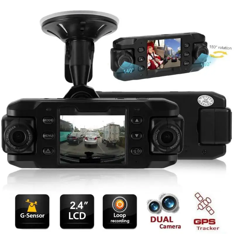 X8000 HD Автомобильный видеорегистратор, видеорегистратор с поворотом на 140 градусов, ночное видение, gps, двойной объектив, видеорегистратор