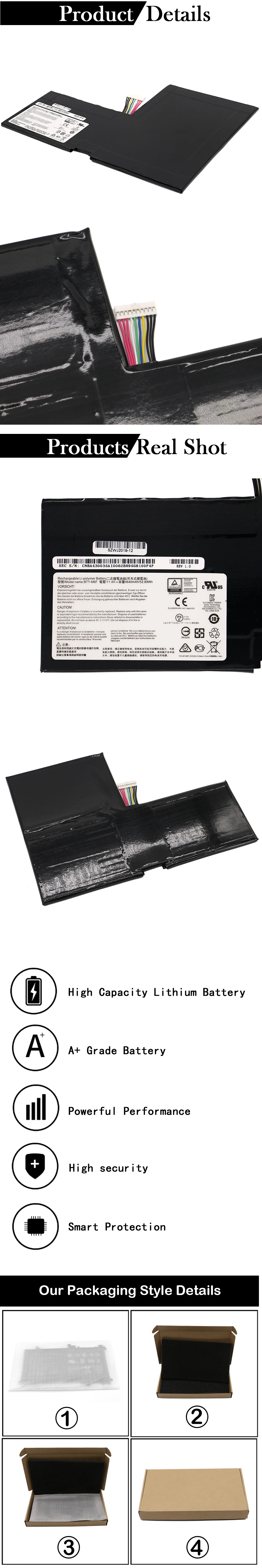 SHUOZB ноутбук Батарея BTY-M6F 11,4 V 4640 мА/ч, 52.89Wh для MSI GS60 2PL 2QE 6QE 6QC MS-16H2 2PE 2QC 6QC-257XCN серии