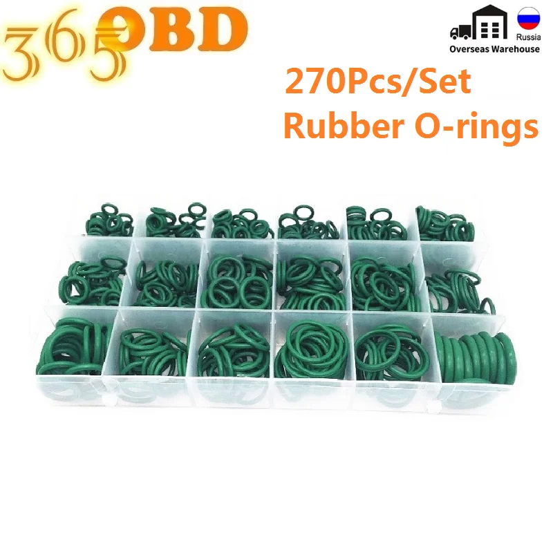 270PCS Green Rubber O Ring Assortment kit Oring Washer Gasket Sealing