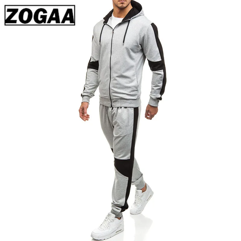 ZOGAA 2019 новые мужские осенние толстовки с капюшоном в стиле пэчворк спортивный