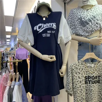 

L Wholesale Cotton Short Sleeve T-shirt Female Summer New Style Loose Mock Two-Piece