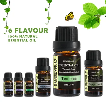

6pcs/set Pure Natural Aromatherapy Essential Oils Kit Essential oil Lavender Eucalyptus Peppermint Tea tree Bergamot Lemongrass.