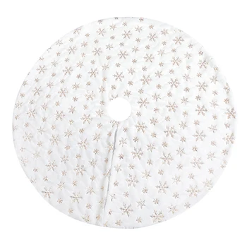 

Faux Fur Hotel Christmas Tree Skirt New Year With Sequin Snow Home Decor Party Base Round Gift Living Room Holiday Reusable Soft