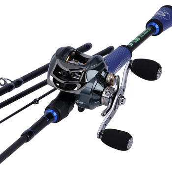 

Sougayilang 1.8m- 2.4m Casting Fishing Rod Portable 4 Section Carbon Fiber Fishingrod with 11+1BB 7.0:1 Baitcasting Fishing Reel