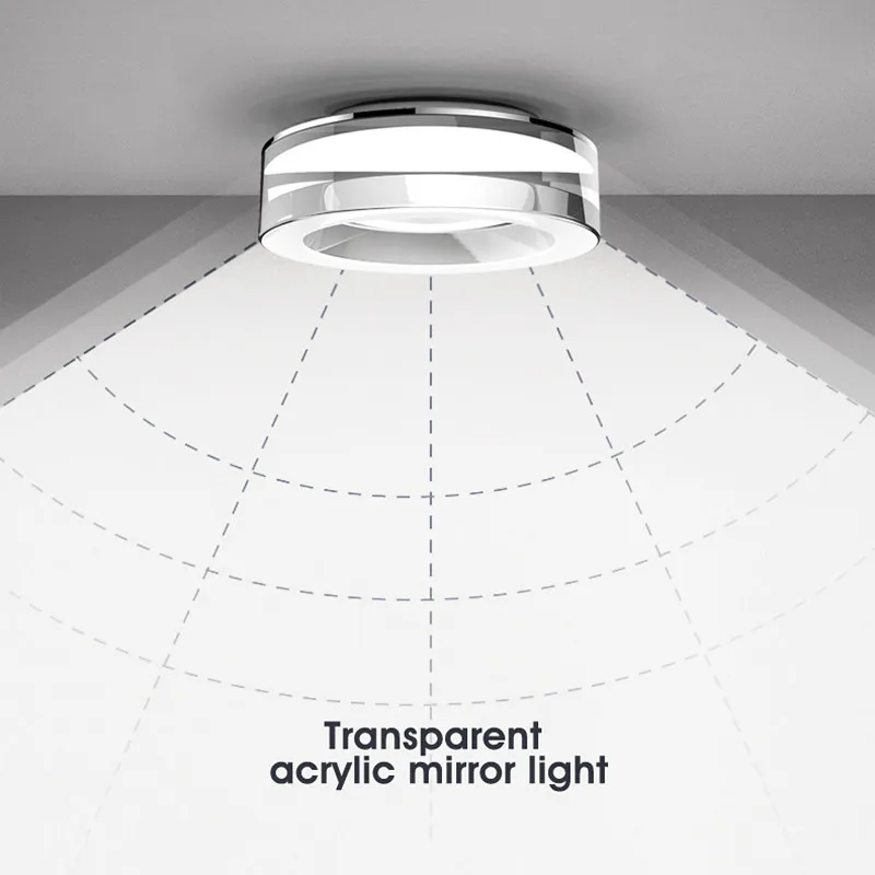 LED 천장 매입형 스포트라이트, 다운라이트에 내장된 아크릴, 홈 장식, 주방 조명, AC220V, 5W, 7W, 9W, 12W