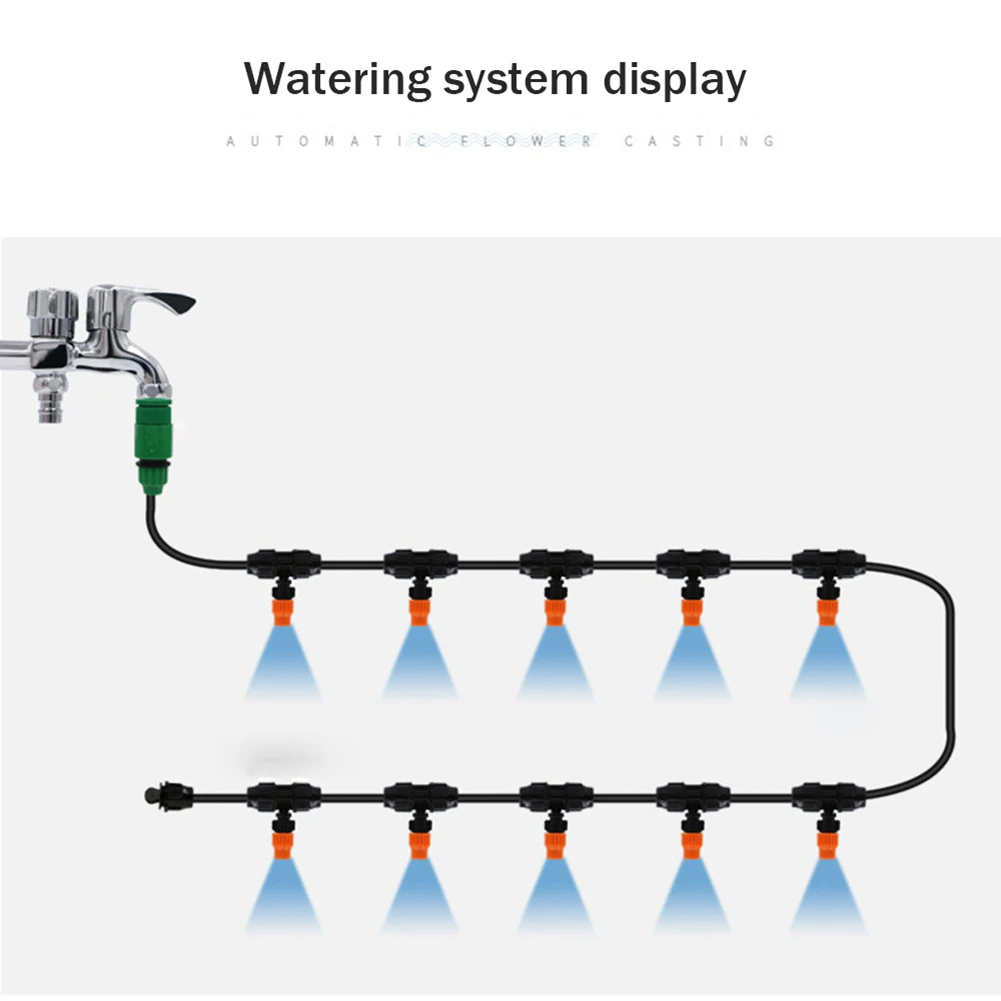 15m Garden Watering Kits Facuet Connector / Spray Heads / Hose Automatic Drip Irrigation System Kit Water Spraying Dripper Set