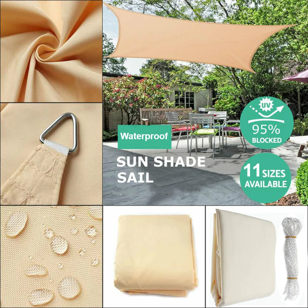 Toldo de vela sombrilla impermeable para exteriores, toldo de refugio solar de 3x5m para jardín, dosel, piscina, playa, tienda de campaña