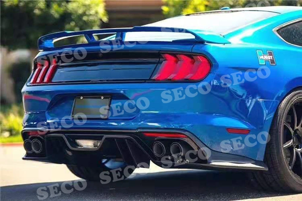 Для Ford Mustang рассеиватель задней губы плавники акулы Стиль опорная плита Защита бампера автомобиля четыре розетки стайлинга автомобилей