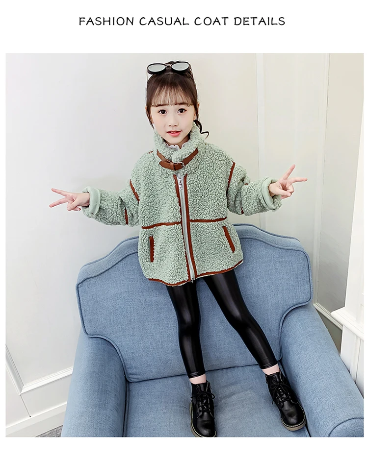 Anlencool Fashion children Autumn and winter new girls 4-12 years fur coat suede thick fur one lamb fur coat girls clothing