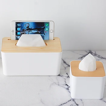 

Home Kitchen Wooden Plastic Tissue Box Solid Wood Napkin Holder Durable Stylish Bamboo Cover Hotel Storage Box Hot Sale