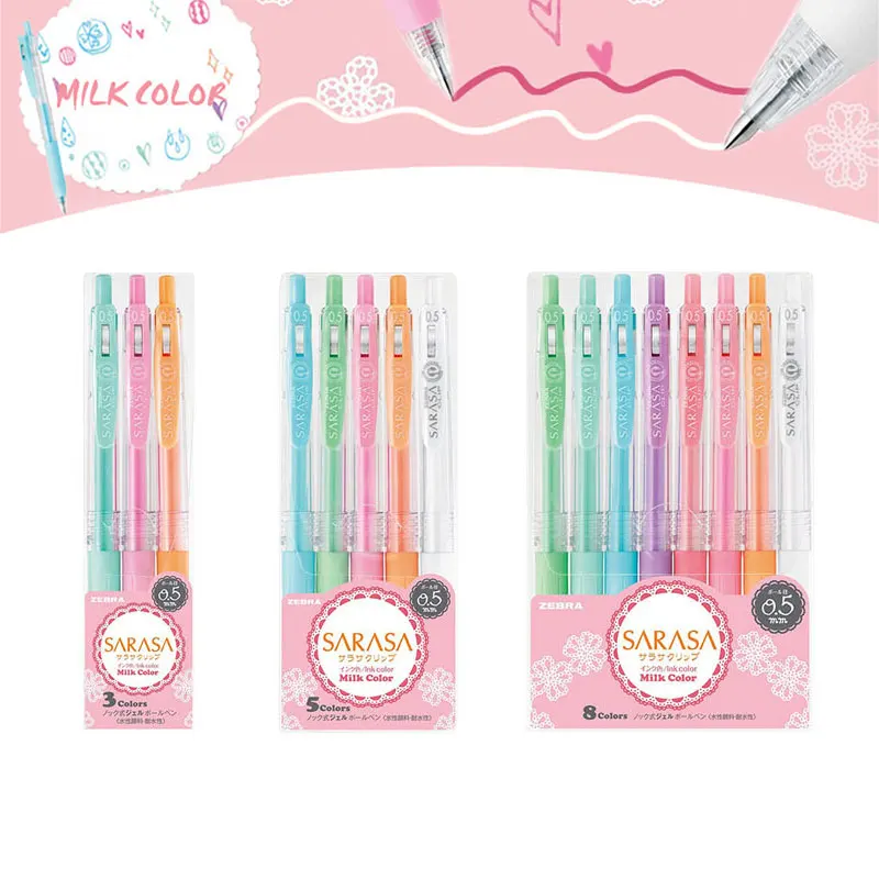 3pcs/5pcs/8pcs/box Zebra Sarasa Ballpoint Pen Multi Color Gel Pen 0.5mm Pens for Writing Drawing School Office Supply Stationery