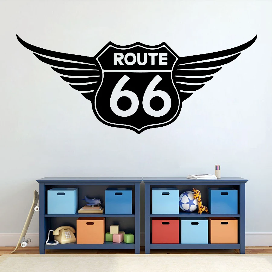 Etiqueta De La Pared Del Ala Del Signo De La Ruta 66 Para La