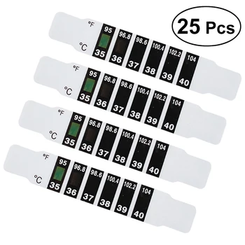

25PCS Color Changing Quick Testing Thermometer Temperature Stick-ons Strips for Fridge Milk Bottle Forehead Bath water