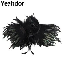 Женская Ретро винтажная Готическая накидка с перьями, шаль, палантин с воротником-чокером для маскарада, костра, вечерние костюмы для выступлений