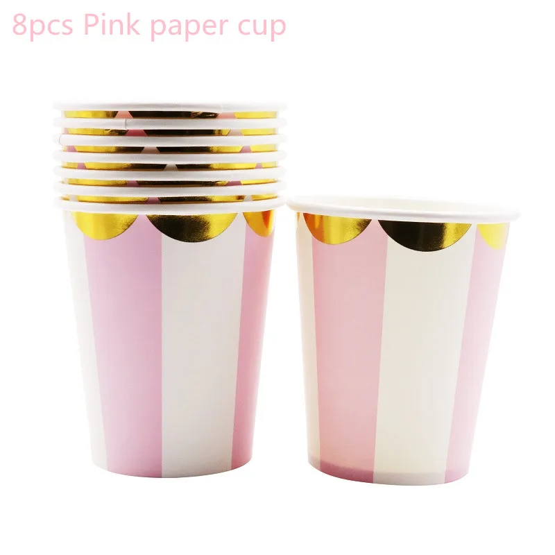 Горячая штамповка звезда Свадебная вечеринка одноразовая посуда день рождения ребенка душ Салфетка под тарелку кружку вечерние украшения принадлежности - Цвет: 8pcs Pink1 cup