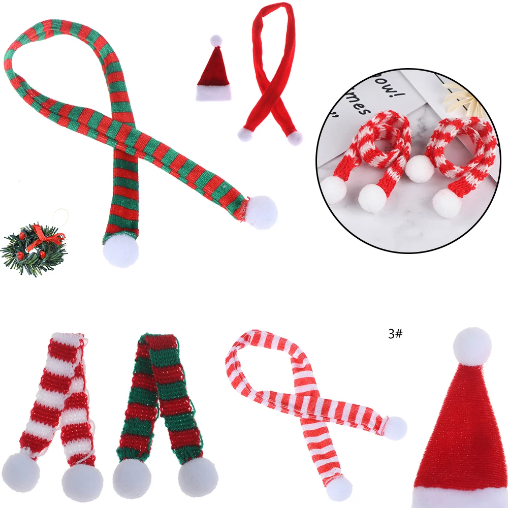 

Christmas Hat + Scarf Dollhouse Decor Doll Lovely Hat Dollhouse Miniature Best Xmas Gift for Baby Kids Girls Furniture Toys