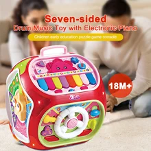 Многофункциональные Музыкальные Игрушки для малышей, веселый домик для детей, куб для активного отдыха, Часы, блоки, сортировка, электронные Обучающие Развивающие игрушки