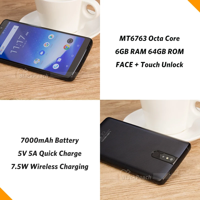 Смартфон LEAGOO Power 5 99 дюймовый экран FHD+ 18:9 ОЗУ 6 ГБ ПЗУ 64 Android 8.1 MT6763 восемь ядер 7000 мАч