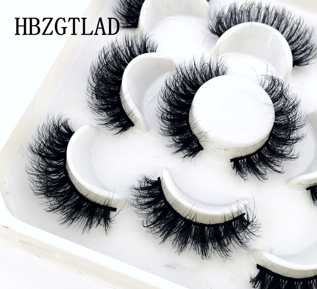 5 pairs 3D mink false eyelashes natural makeup eyelash extension long cross volume soft fake eye lashes winged faux cils