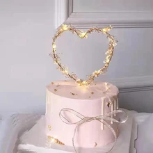 Светодиодный жемчуг в форме сердца торт топперы мечта флэш торт украшения инструменты свадьба с днем рождения торт, топперы, капкейки вечерние принадлежности