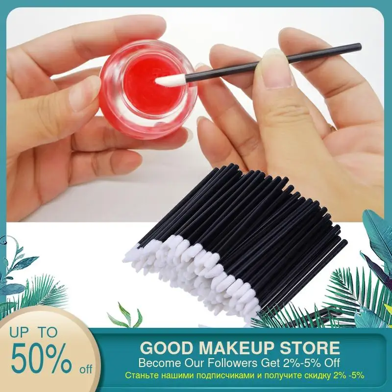 50pcs Disposable Lip Gloss Applicators Lipstick Wands Applicator Make Up Brushes Set Lip Brush