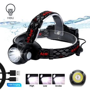 

USB Rechargeable LED Headlamp 7 Mode T6 + COB Multi-function Waterproof Headlight with Power Indicator Light Using 18650 Battery