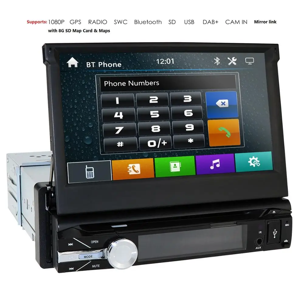 Top 1 DIN 7 Inch Touch Screen Car Stereo GPS Player BT Radio Stereo Car Multimedia Player Head Unit USB SD SWC DAB+ Mirror-Link RDS 2 Top 1 DIN 7 Inch Touch Screen Car Stereo GPS Player BT Radio Stereo Car Multimedia Player Head Unit USB SD SWC DAB+ Mirror-Link RDS 2