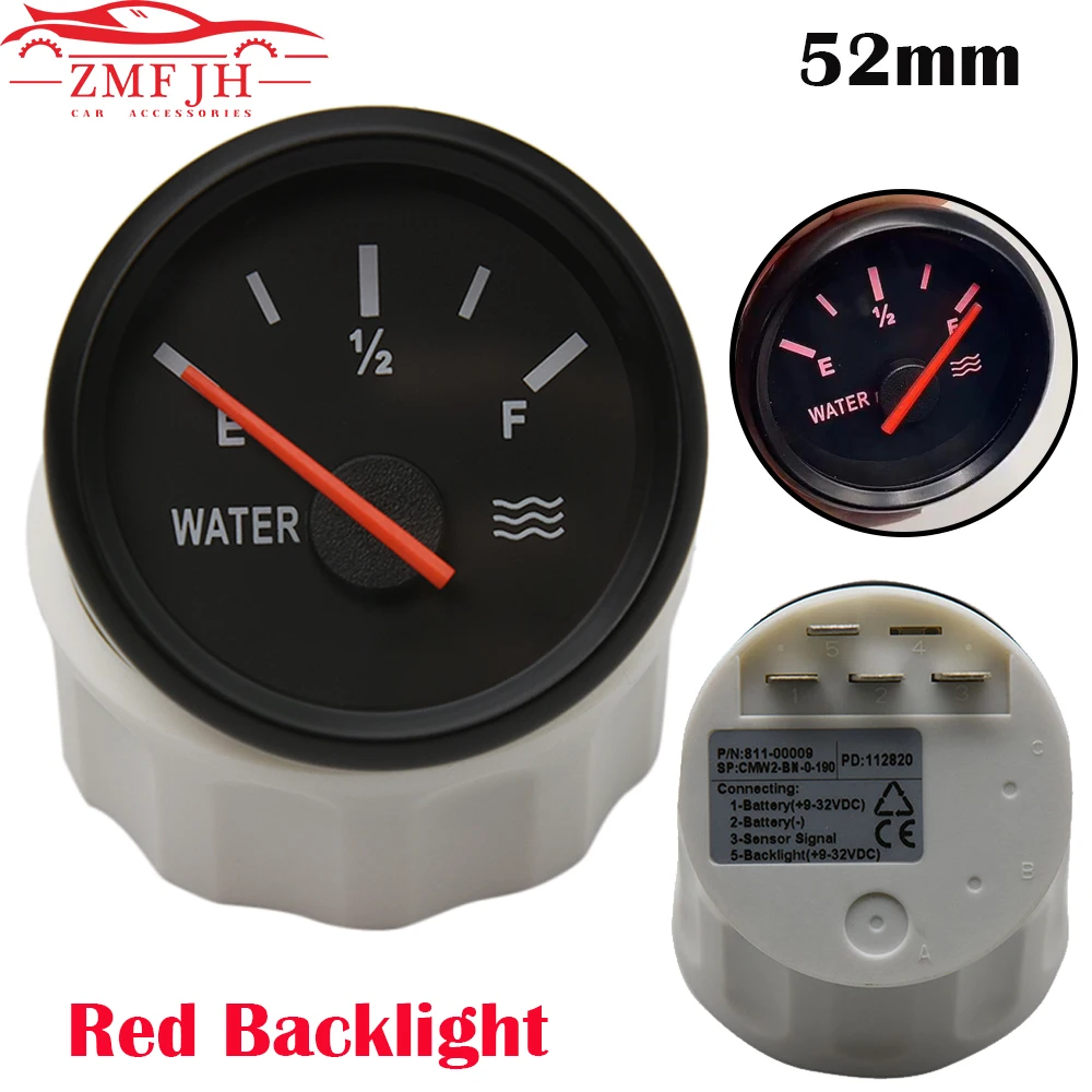 

Автомобильные датчики уровня воды, 52 мм, красная подсветка, 0-190, 240 ~ 33 Ом, измерители уровня топлива, 9-32 В, датчики уровня морской воды, датчик уровня, отправляющее устройство