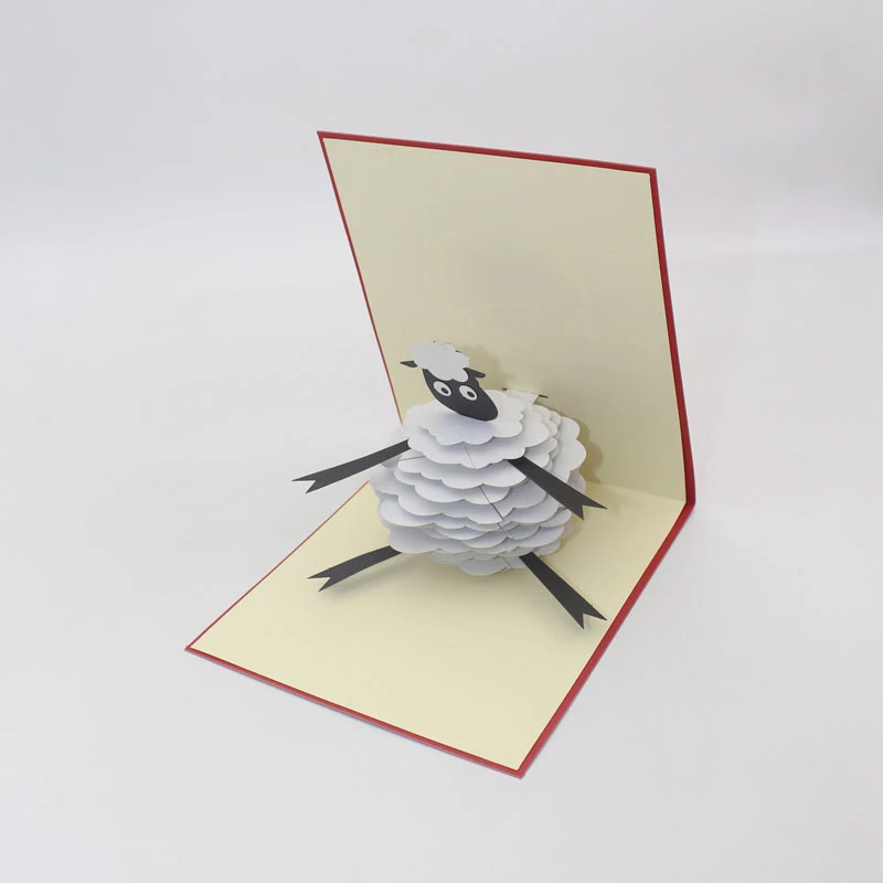  3D Handmade Cartoon Comic Sheep Paper Invitation Greeting Card PostCard Student Children's Day Kids - 4000336871835
