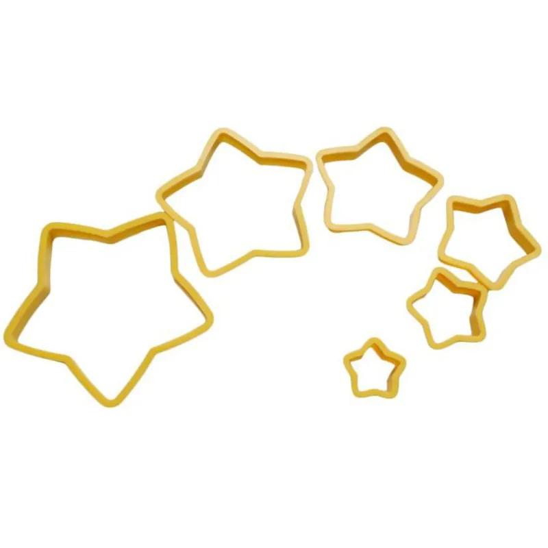 6Pcs/set Star Shape Cookie Cutter Christmas Tree Fondant Plunger Cake Biscuit Cutter Mold 3D Cake Decorating Tools Baking Moulds