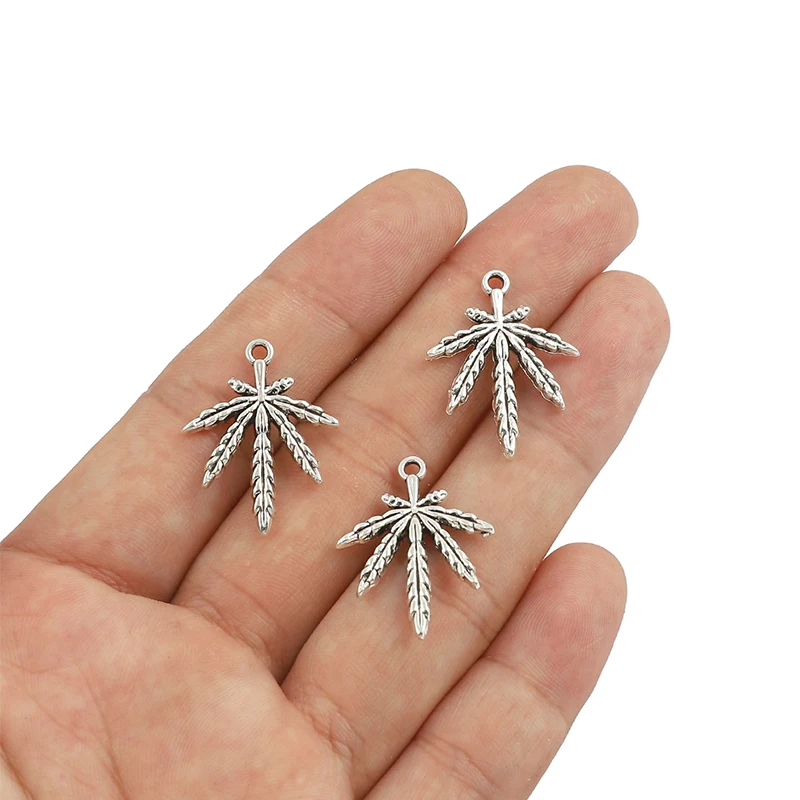 

10pcs Charms Maple Leaf Leaves 23.5x18mm Antique Silver Color Pendants DIY Crafts Making Findings Handmade Tibetan Jewelry