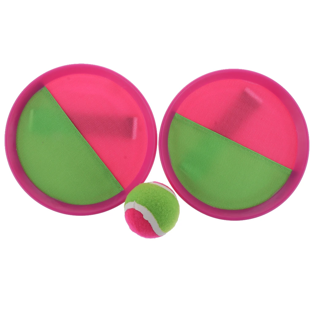 Set of 3 pcs Self-stick Racket & Balls for Grip Catch Ball Game Hand-eye Coordination, Good Educational Toys for Kids