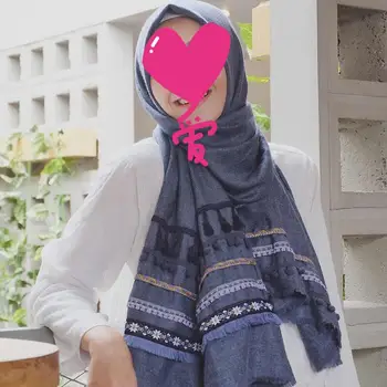 

Boho Style Plain Cotton Tassel Scarf Crumple Shawl with Fringes Muslim Hijab Head Wrap Large Size bandana