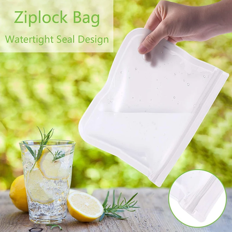 14 Pack Reusable Storage Bags, Eco-Friendly Reusable Grocery Bags Leak Proof Freezer Ziplock Lunch Bags for Food, Including 7 Re