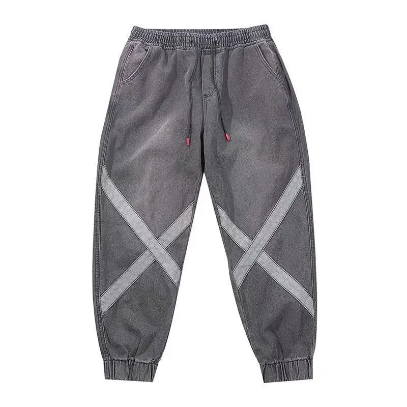 Low Price 4 styles of loose jeans locomotive embroidery cropped jeans high quality striped jeans