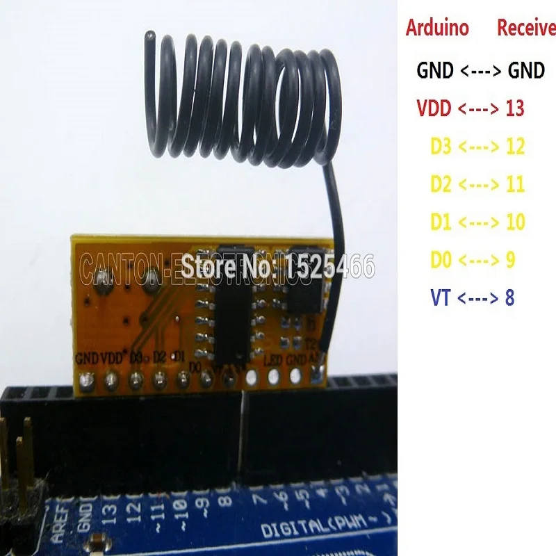 433Mhz UNO беспроводной комплект для декодирования 5V RF пульт дистанционного управления+ EV1527 брелок для Arduino Mega2560 DUE