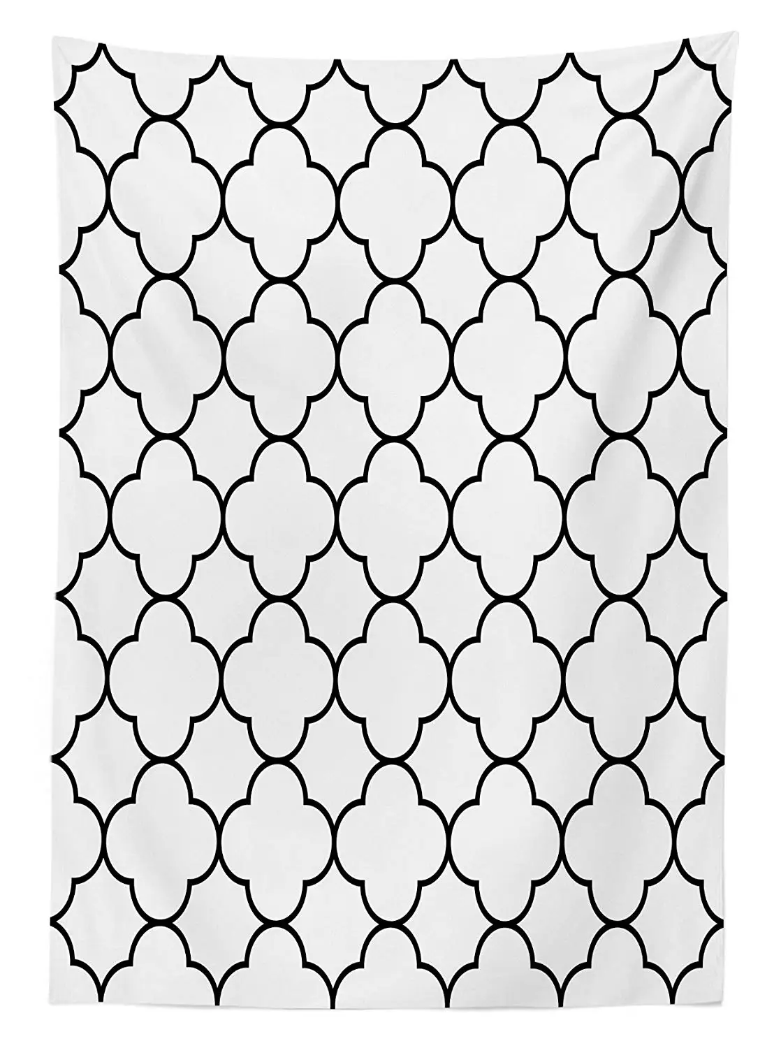 Марокканская скатерть Треллис традиционная монохромная Quatrefoil Восточная средняя