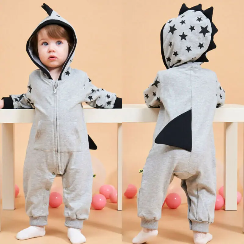 

Newborn Baby Boy Girl 0-24M Dinosaur Clothes Hoodie Romper Jumpsuit Outfit UK