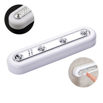 

4-LED Under Cabinet Swivel Push Tap Touch Stick On Light Lamps Self-Stick UL