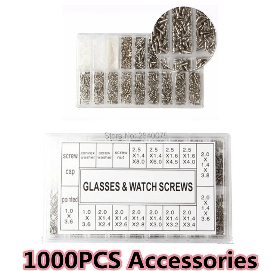 1000PCS Glasses Sunglasses Spectacles Watch Tiny Screws Nut Assortment
