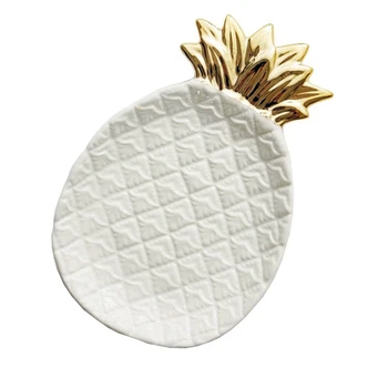 

Pineapple Ceramic Storage Tray Pineapple Jewelry Pallet Food Pallet Dry Fruit Plate Home Decoration Plate white