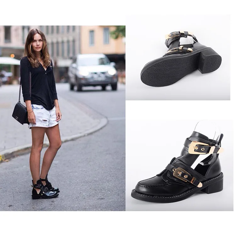 

Motorcycle Botines Mujer 2020 Autumn Boots for Women Low Heels Round Toe Rubber Fashion Ankle Boots Female Botas Feminino Black