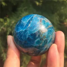 Натуральный Синий Апатит Круглый Камень Кристалл кварц минеральные рейки целебный шар для украшения дома подарок 50-55 мм