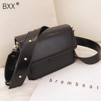 

[BXX] Solid Color PU Leather Crossbody Bags For Women 2020 Luxury Quality Shoulder Messenger Bag Female Handbag and Purses HK535