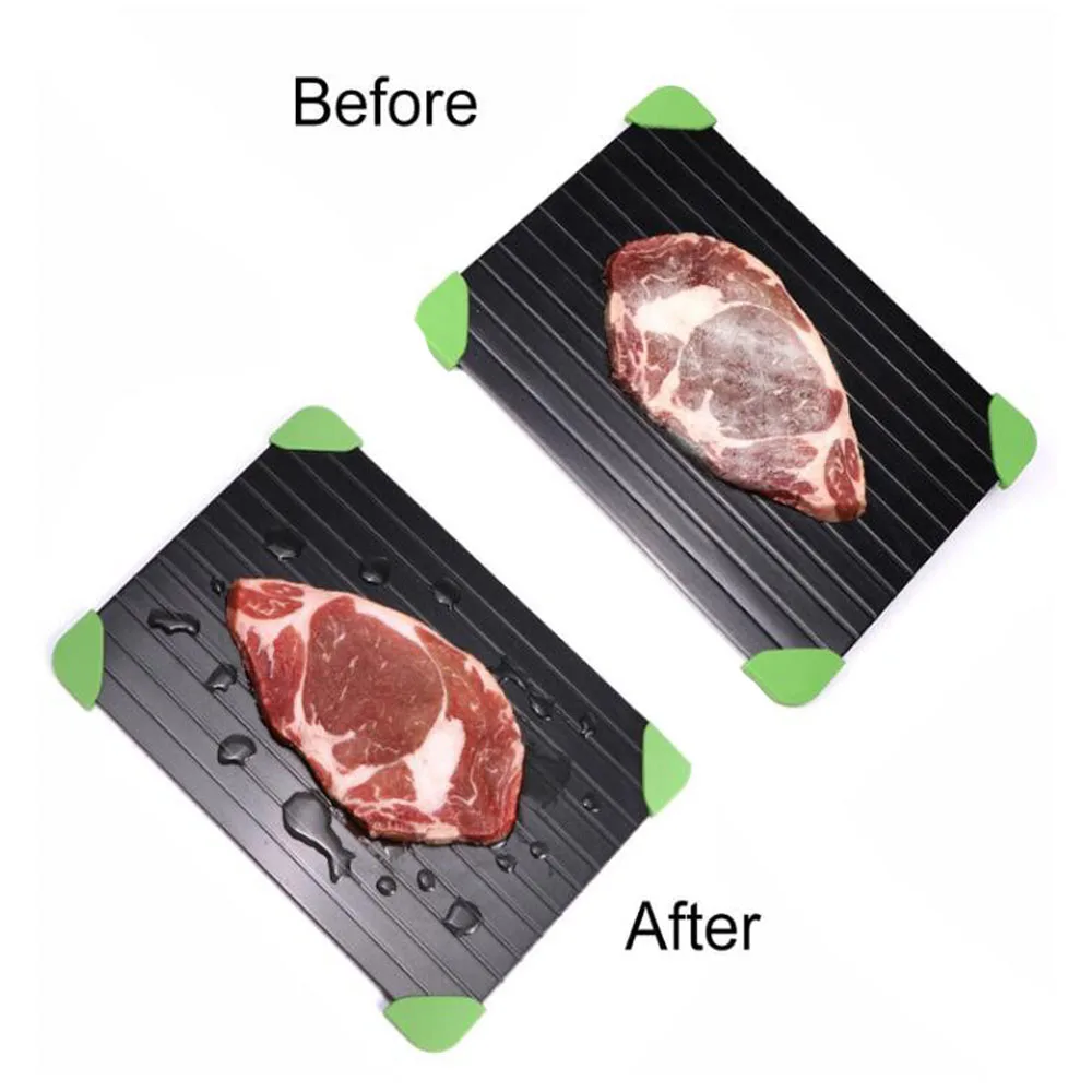 

Magic Fast Defrost Tray Metal Plate Defrosting Tray Safe Fast Thawing Frozen Meat Fish Sea Food Kitchen Cook Gadget Tool 0.2CM/0
